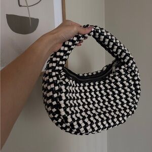 RACHEL ZOE Black and White Woven Handbag